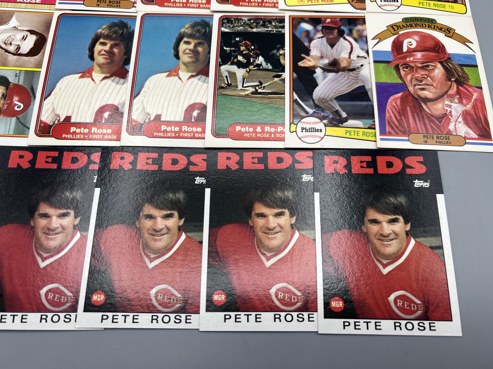 (19) 1980s Pete Rose Baseball Cards - Varying Conditions