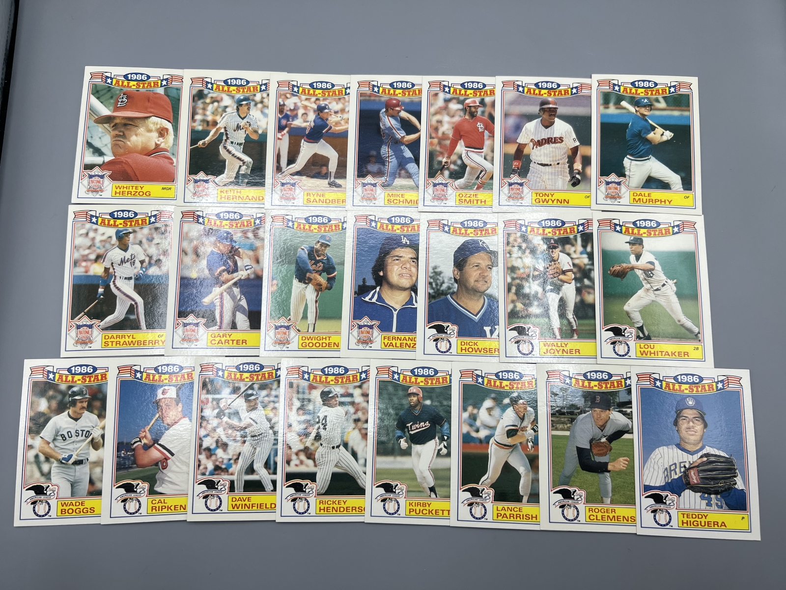 1986 Topps All Star Baseball Complete 22 Card Set