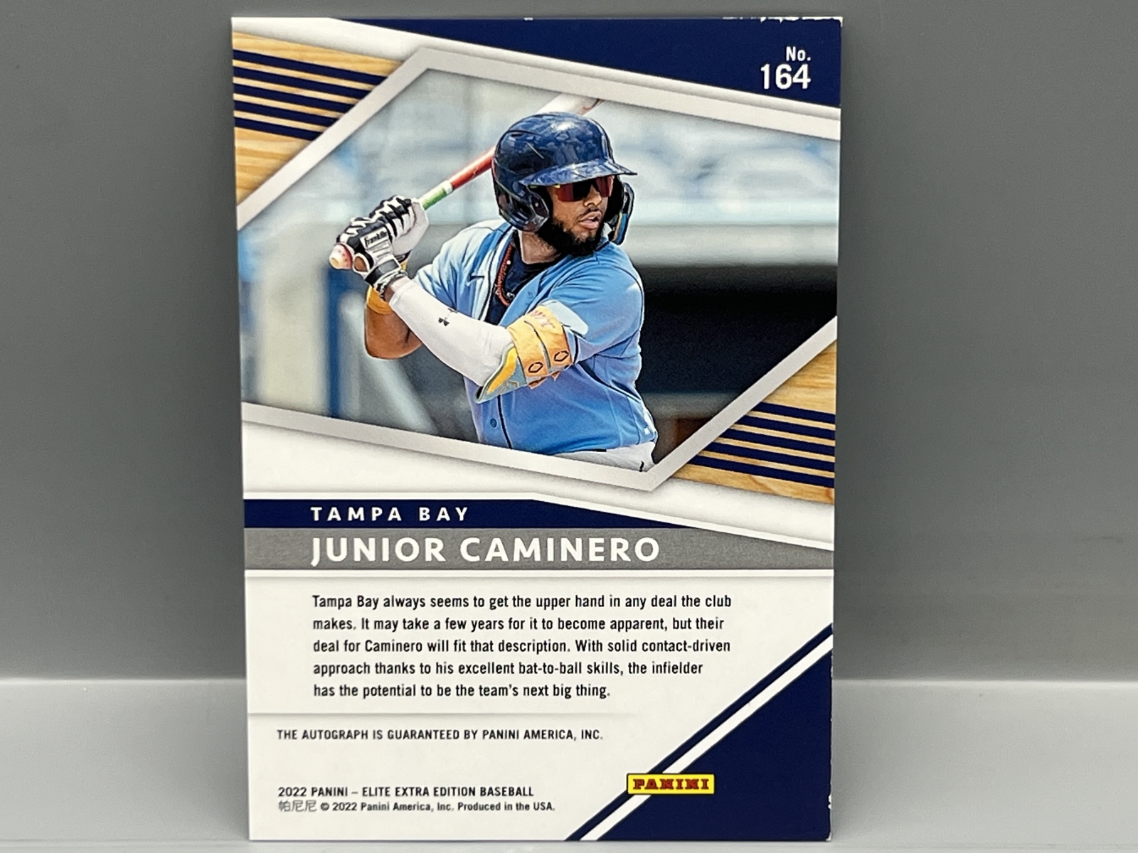 2022 Panini Elite Extra Edition Junior Caminero Prospect/RC Auto #164