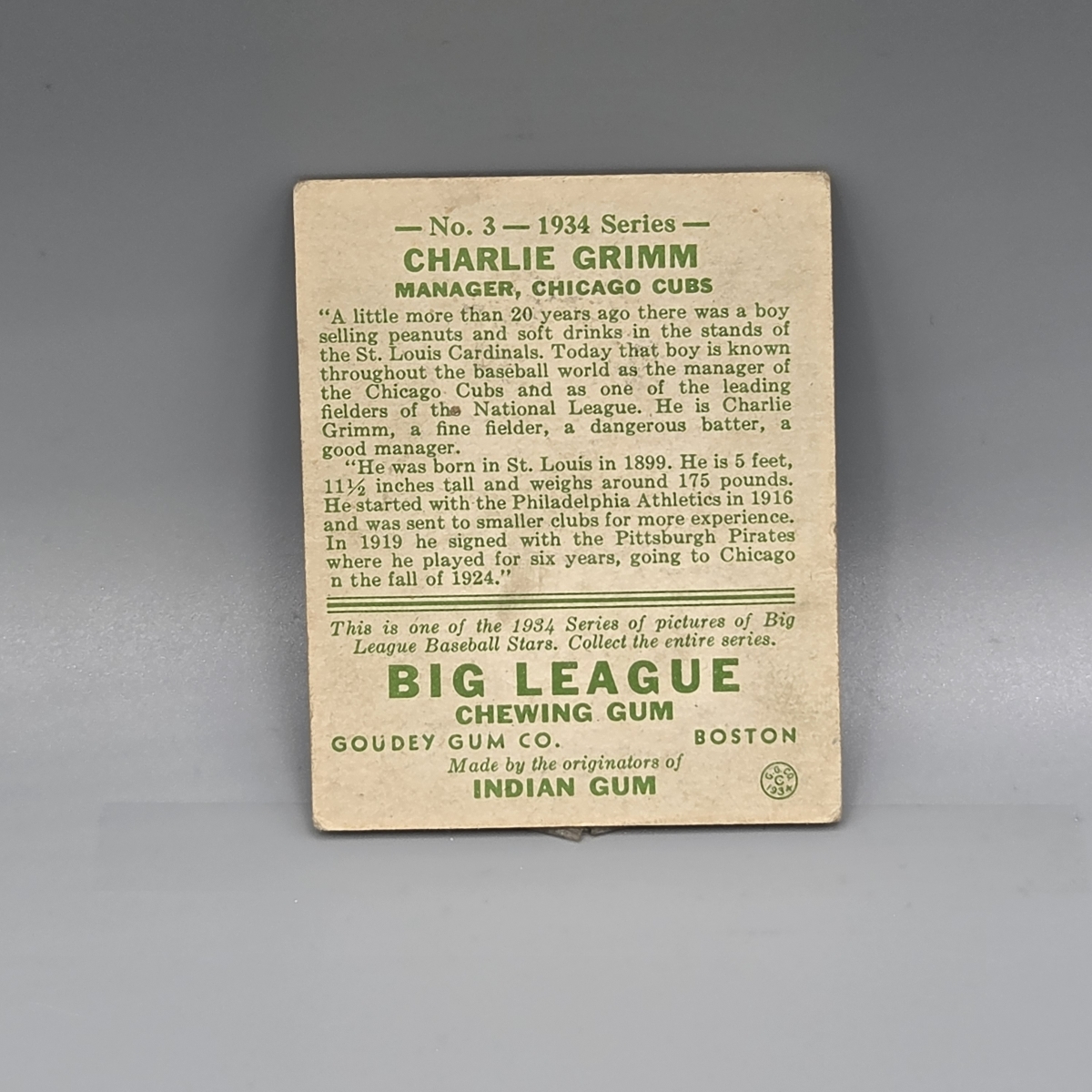 1934 Goudey Charlie Grimm #3