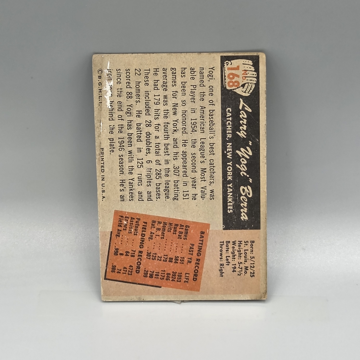 1955 Bowman Yogi Berra #168 HOF