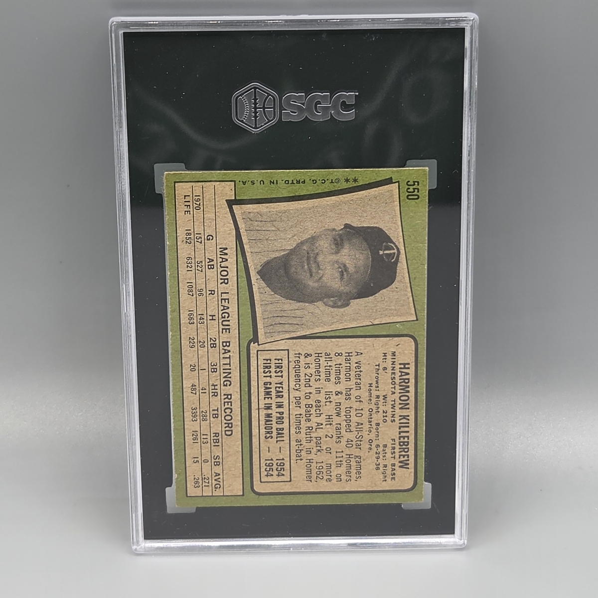 1971 Topps Harmon Killebrew #550 SGC 5 HOF