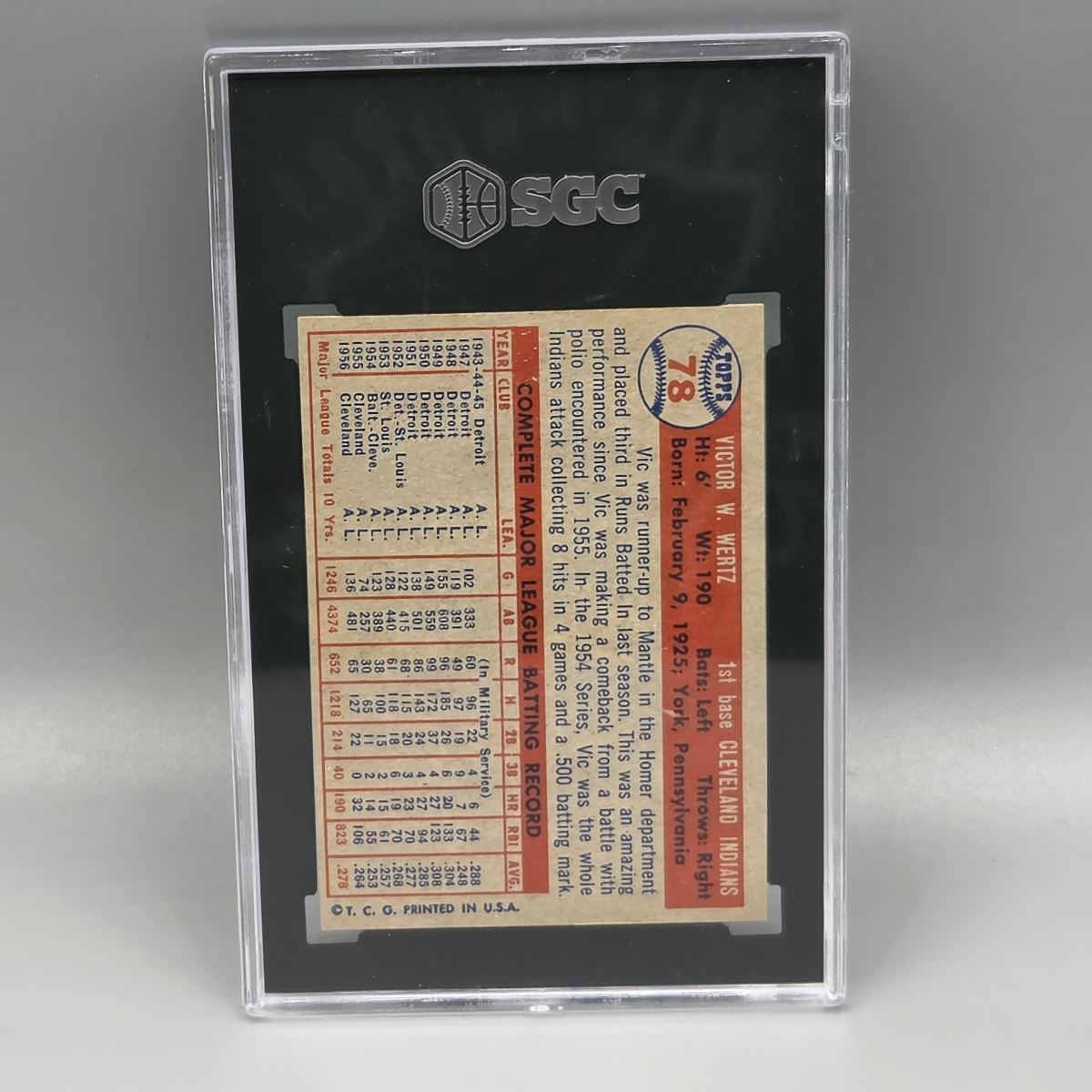 1957 Topps Vic Wertz #78 SGC 6
