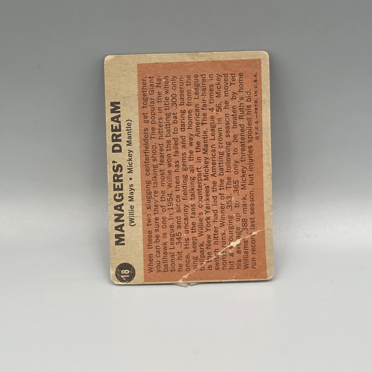 1962 Topps Managers Dream #18 HOF - Mickey Mantle, Willie Mays