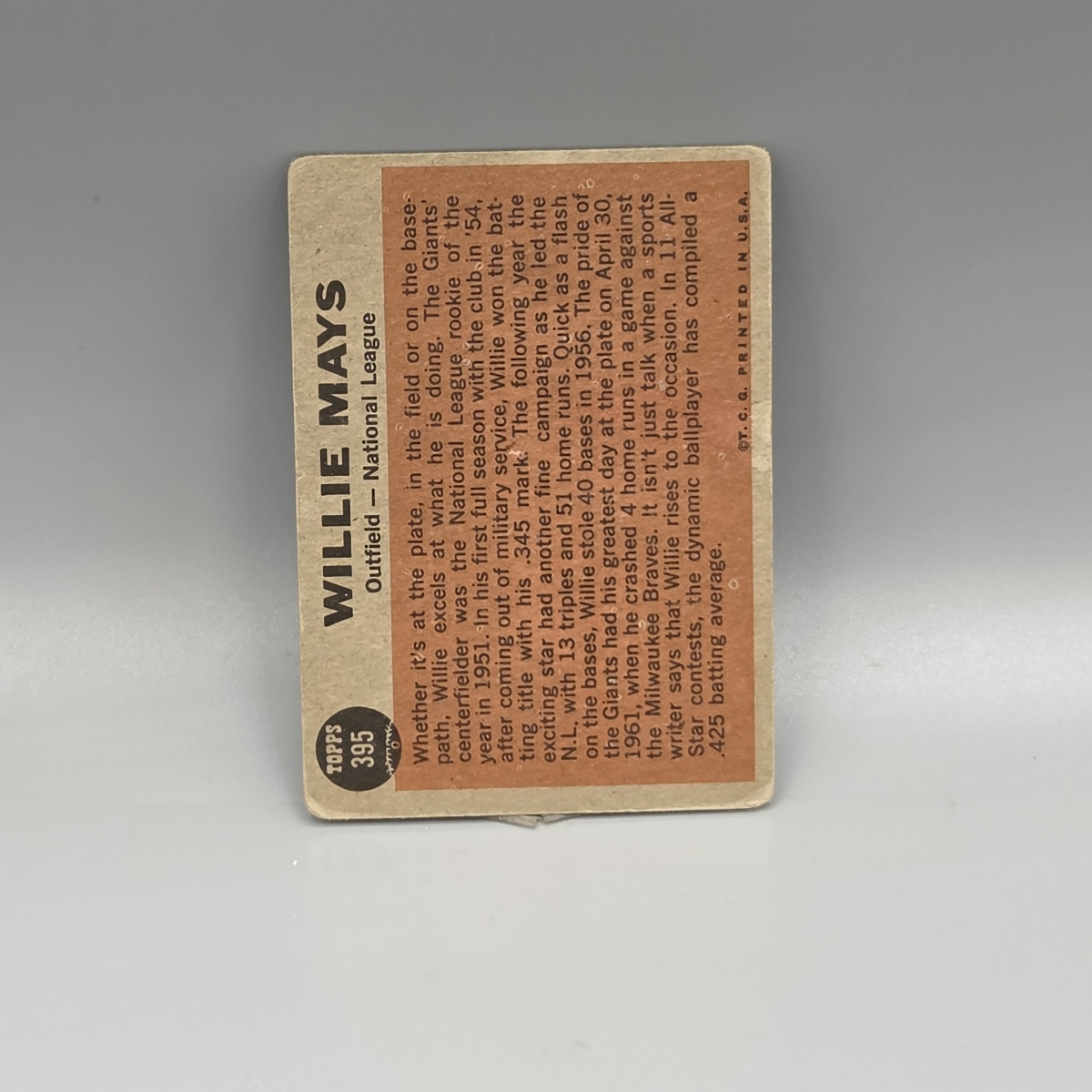 1962 Topps Willie Mays #395 HOF