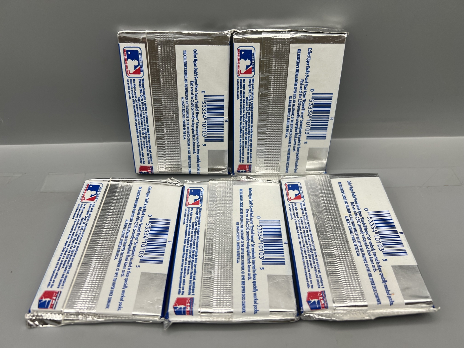(5) 1991 Upper Deck High # Series Baseball Unopened Wax Packs