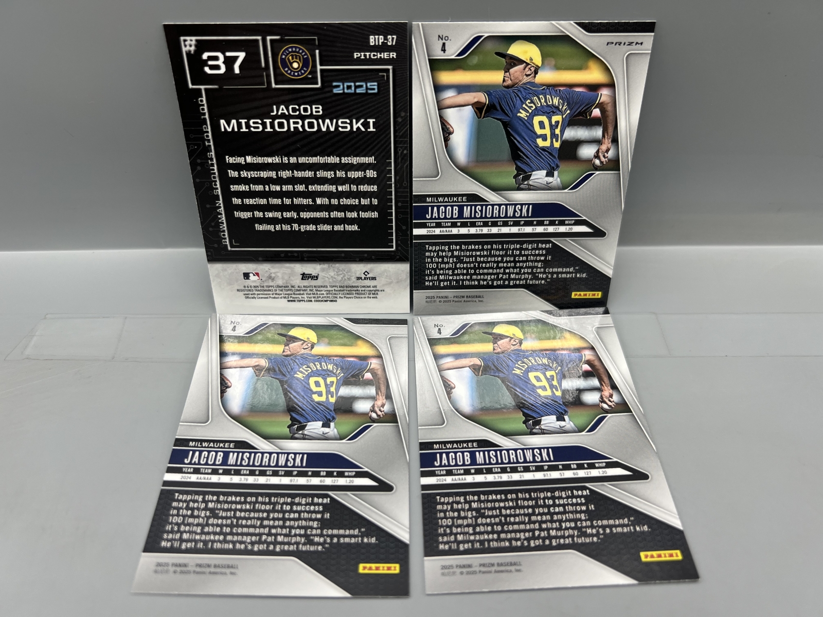 (4) Jacob Misiorowski Prospect/RC Baseball Cards