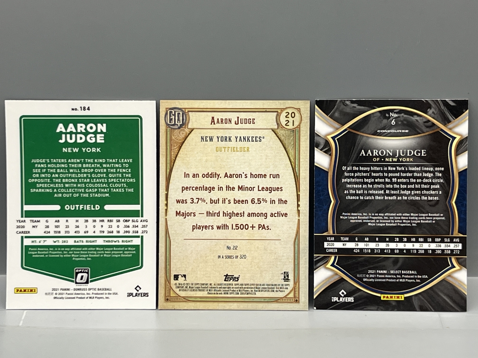 (3) Aaron Judge Baseball Cards