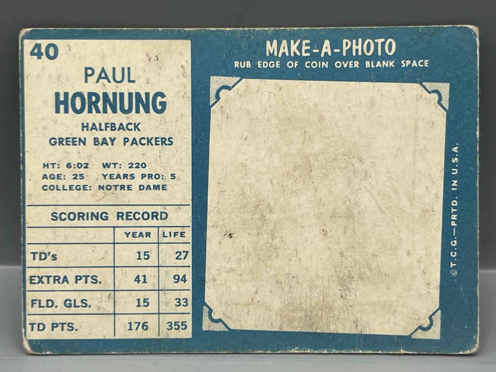 1961 Topps Paul Hornung #40