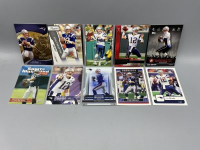 Tom Brady Assorted Football Cards - 10 Cards - Varying Conditions