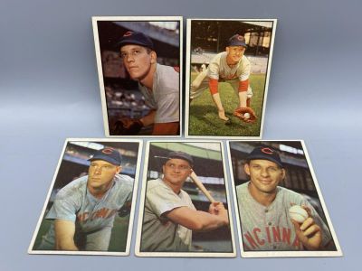 1953 Bowman Color Cincinnati Reds Lot - Joe Nuxhall, Roy McMillan - 5 Cards - Varying Conditions