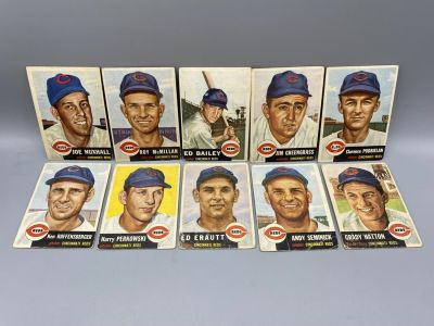 1953 Topps Cincinnati Reds Lot of 10 Cards - Varying Conditions