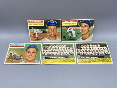 1956 Topps Cincinnati Reds Lot of 5 Cards - Varying Conditions - Joe Nuxhall, Gus Bell, Smoky. 1 
