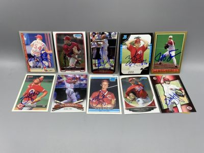 Cincinnati Reds Assorted In-Person Autographed Baseball Cards - 10 Cards