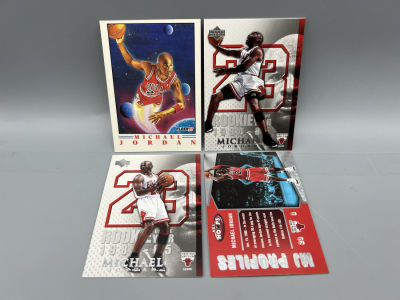 Lot of (4) Assorted Michael Jordan Basketball Cards - Varying Conditions