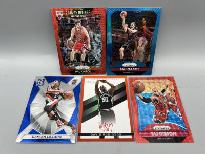 Lot of (5) Assorted Basketball Numbered Cards & Parallels - Damian Lillard, David Robinson, Pau 