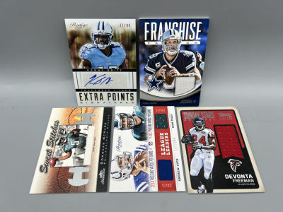 Lot of (5) Assorted Football Jersey & Auto Cards - Tony Romo, Andrew Luck, Donovan McNabb