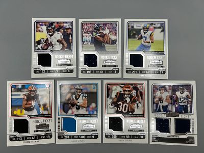 Lot of (7) Football Rookie Jersey Relic Cards - Bryce Young, Puka Nacua, Chase Brown, Njigba 