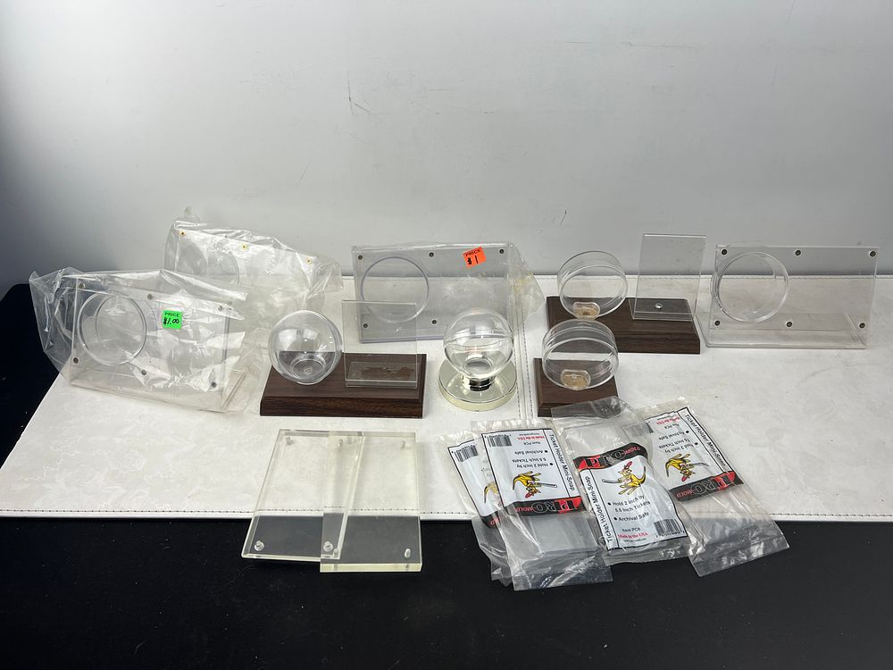 Lot of Assorted Sports Memorabilia Holders & Cases