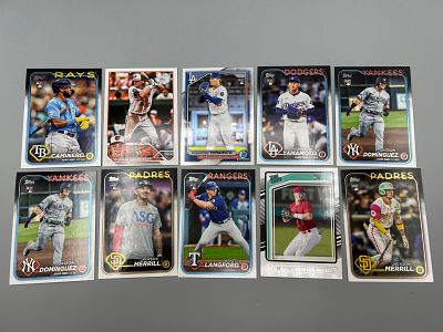 Lot of (10) Baseball Star Player Rookie Cards - Wyatt Langford, Jackson Merrill, Gunnar Henderson. 