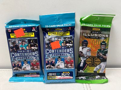 Lot of (3) 2021 Panini Contenders & Illusions Football Sealed Value Packs