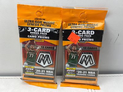 Lot of (2) 2020-21 Panini Mosaic Basketball Sealed Value Packs