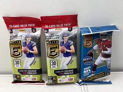 Lot of (3) 2021 & 2024 Panini Donruss Elite Football Sealed Value Packs