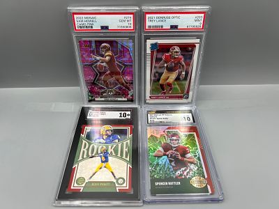 Lot of (4) Football Quarterback Slabbed Rookie Cards - Varying Grades & Companies