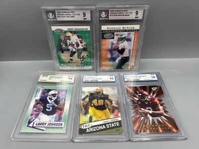 Lot of (5) Slabbed Football Cards - Varying Grades & Companies - Michael Vick RC, Terrell Suggs 