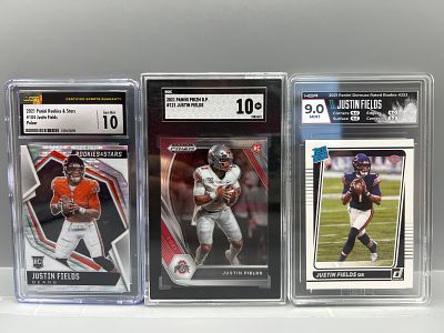 Lot of (3) Justin Fields Football Slabbed Rookie Cards - Varying Grades & Companies
