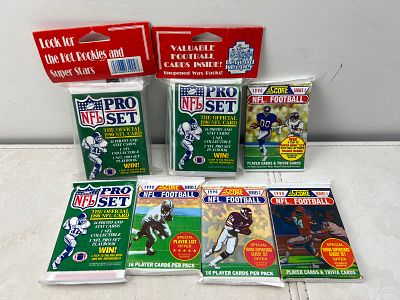 Lot of (7) Assorted 1990 Score & Pro Set Football Sealed Wax Packs