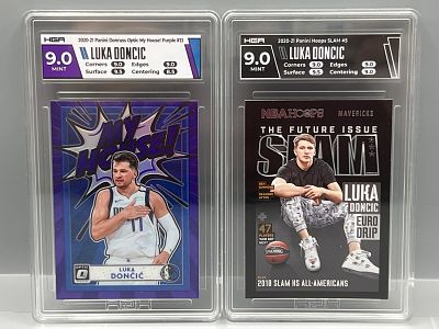 2020-21 Panini Donruss Optic Luka Doncic My House Purple #13 & 2020-21 Panini Hoops Luka Doncic 