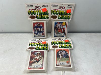 Lot of (4) 1990 Fleer Football 50 Card Repack Hanger Packs