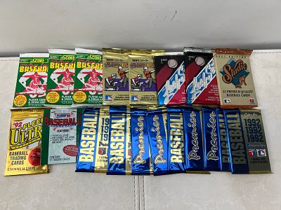 Lot of (18) Assorted 1990s Baseball Sealed Wax Packs