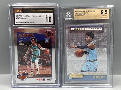 2019-20 Panini Hoops Premium Stock Ja Morant RC #297 CSG Gem Mint 10 & 2019-20 Panini 