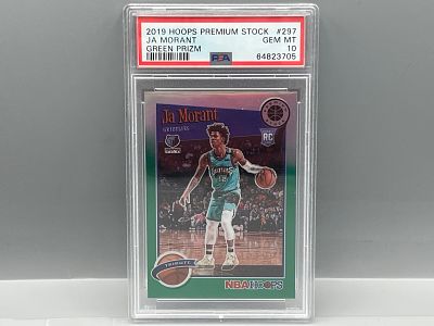 2019 Panini Hoops Premium Stock Ja Morant Green Prizm RC #297 PSA Gem Mint 10