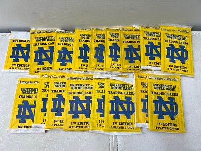 Lot of (17) 1990 Collegiate Collection Notre Dame 1st Edition Sealed Wax Packs