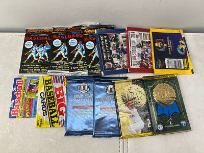 Lot of (13) Assorted Multi Sport Sealed Wax Packs & Sticker Packs