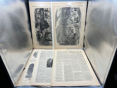 1861-1867 Vintage Harper's Weekly Pages with Woodcut Illustrations - Several Civil War era 