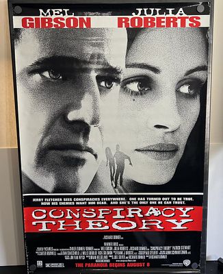 1997 Conspiracy Theory Original Double Sided 27x40 Theatrical Movie Poster - Mel Gibson & Julia. 