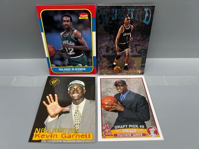 Lot of (4) Basketball Cards - Kevin Garnett RC, Dwyane Wade RC , Penny Hardaway Insert, 1986