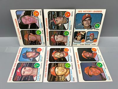 Lot of (6) 1973 Topps League Leaders - Varying Conditions - Nolan Ryan, Johnny Bench, Steve Carlton