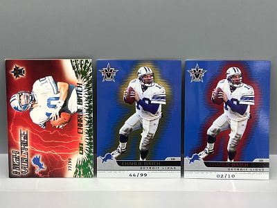 2000 Pacific Vanguard Charlie Batch High Voltage #/99, 2001 Vanguard Blue #/99 & Red #/10
