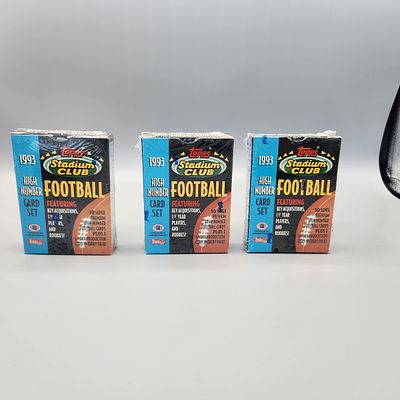 (3) 1993 Topps Stadium Club Football Sealed High Number Sets - Jerome Bettis, Drew Bledsoe RCs