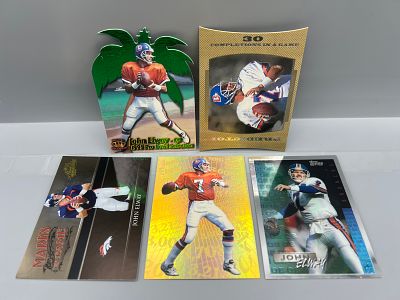 Lot of (5) John Elway Insert, Serial Numbered, & Die Cut Cards - Varying Conditions