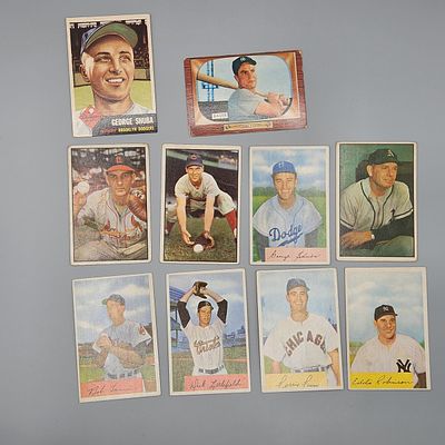 (3) 1953 Bowman,(1) 1953 Topps,(5) 1954 Bowman, (1) 1955 Bowman Baseball Cards