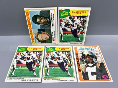 Lot of (5) 1970s Topps Football Star Player Cards - Varying Conditions - Walter Payton, OJ