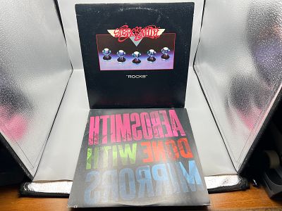 Aerosmith (2 LP Lot): Rocks (1976), original release, textured cover; and Done With Mirrors 