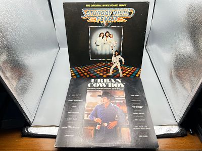 John Travolta - 2 LP Movie Soundtrack Lot: Saturday Night Fever (1977), gatefold, 2 LPs; and 