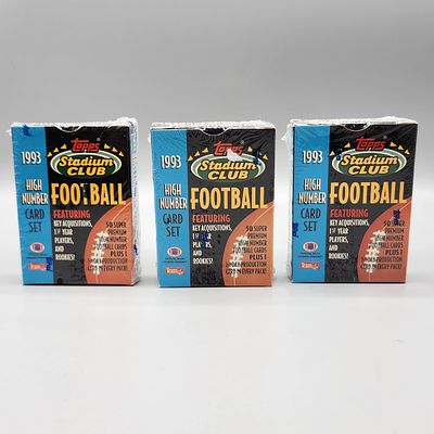 (3) 1993 Stadium Club Series 3 High Number Football Factory Box Sets